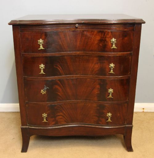 fig 1. Antique Small Serpentine Mahogany Chest of Drawers.