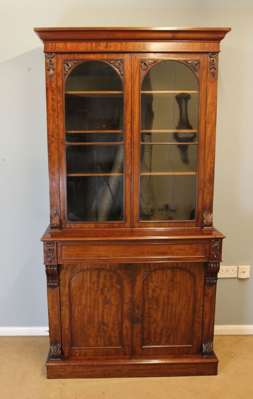 Antique Victorian Mahogany Library Cabinet Bookcase