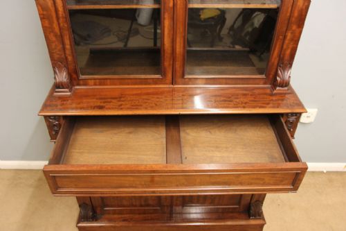 fig 1. Antique Victorian Mahogany Library Cabinet Bookcase