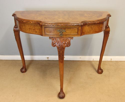 Antique Burr Walnut Console Side Table
