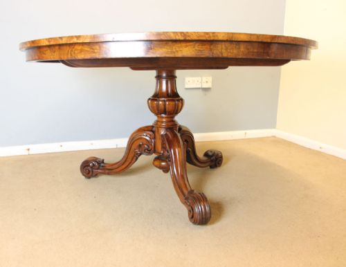 fig 2. Antique Victorian Round Burr Walnut Breakfast Dining Table