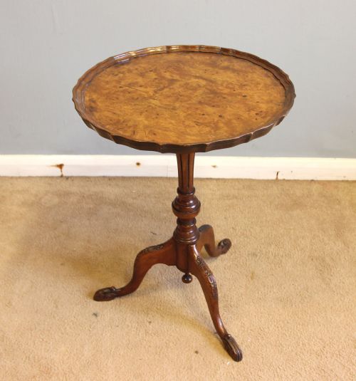 Burr Walnut Tripod Occasional Wine Table