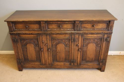 fig 1. Antique Carved Oak Sideboard Dresser Base