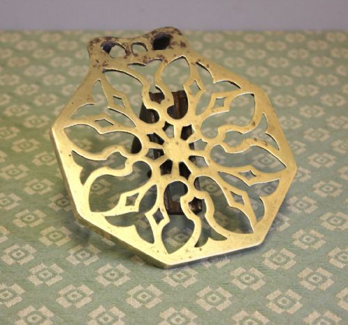 ANTIQUE BRASS FIRESIDE TRIVET TONGS - ADDITIONAL PHOTO 1