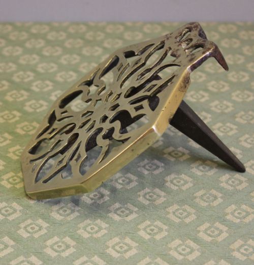 ANTIQUE BRASS FIRESIDE TRIVET TONGS - ADDITIONAL PHOTO 2