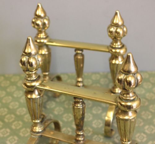 PAIR ANTIQUE BRASS FIRE DOGS - ADDITIONAL PHOTO 3