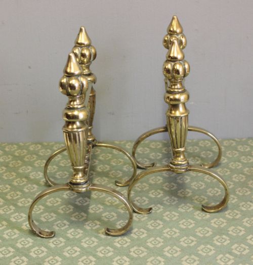 PAIR ANTIQUE BRASS FIRE DOGS - ADDITIONAL PHOTO 5
