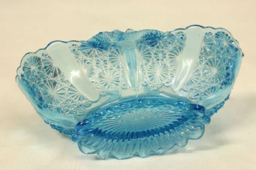 ANTIQUE DAVIDSONS BLUE GLASS BASKET - ADDITIONAL PHOTO 1