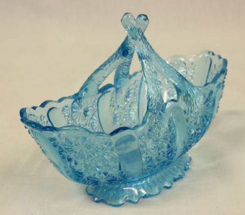 ANTIQUE DAVIDSONS BLUE GLASS BASKET - ADDITIONAL PHOTO 2
