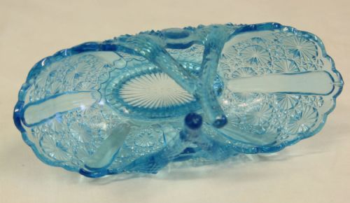 ANTIQUE DAVIDSONS BLUE GLASS BASKET - ADDITIONAL PHOTO 3