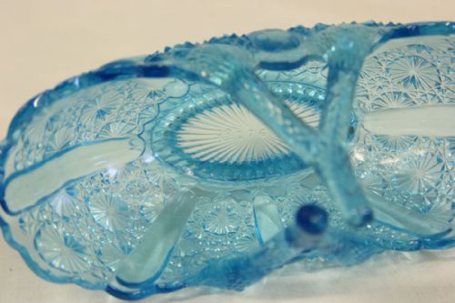 ANTIQUE DAVIDSONS BLUE GLASS BASKET - ADDITIONAL PHOTO 4