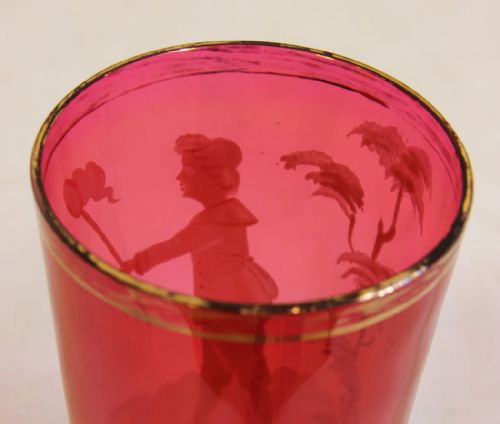ANTIQUE MARY GREGORY CRANBERRY GLASS TOT - ADDITIONAL PHOTO 3