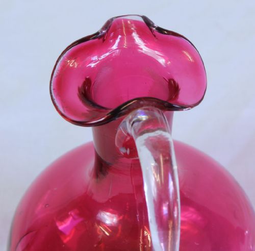 ANTIQUE CRANBERRY GLASS OIL VINEGAR DECANTER BOTTLE - ADDITIONAL PHOTO 4