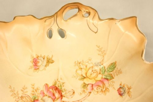 ANTIQUE CERAMIC LEAF SHAPE CROWN DEVON SERVING DISH - ADDITIONAL PHOTO 2