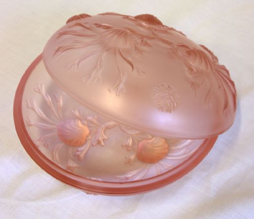 SATIN PINK GLASS POWDER BOWL - ADDITIONAL PHOTO 5