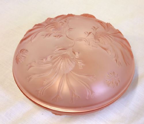 SATIN PINK GLASS POWDER BOWL - ADDITIONAL PHOTO 6