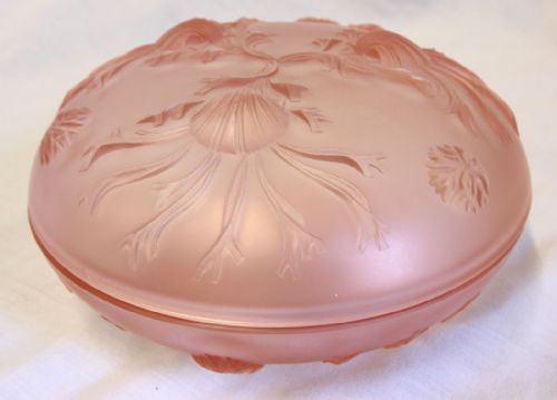 SATIN PINK GLASS POWDER BOWL - ADDITIONAL PHOTO 7