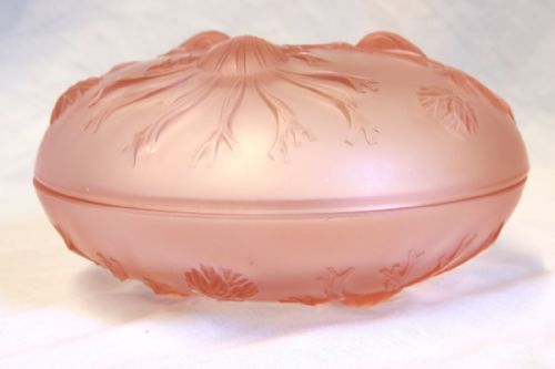 SATIN PINK GLASS POWDER BOWL - ADDITIONAL PHOTO 8