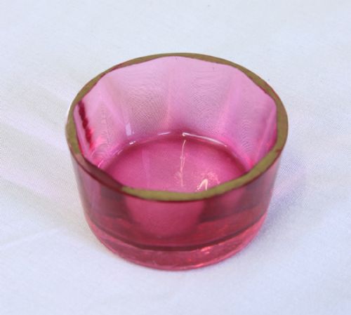 ANTIQUE CRANBERRY GLASS SALT - ADDITIONAL PHOTO 2