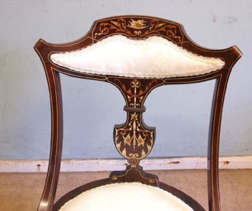 ANTIQUE EDWARDIAN INLAID MAHOGANY BEDROOM NURSING OCCASIONAL CHAIR - ADDITIONAL PHOTO 1