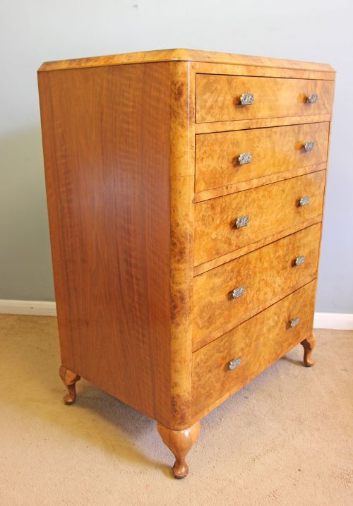 fig 1. Quality Burr Walnut Chest of Drawers