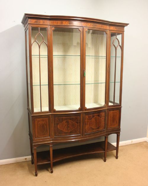 fig 1. Edwardian Inlaid Mahogany Bow Front China Display Cabinet.