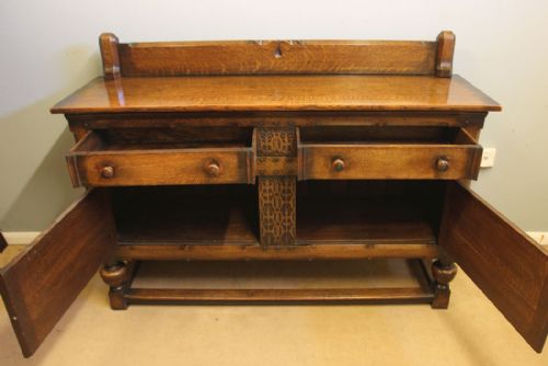 ANTIQUE QUALITY SOLID OAK SIDEBOARD DRESSER BASE - ADDITIONAL PHOTO 7