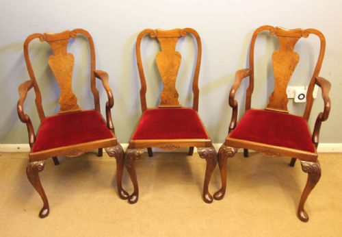 ANTIQUE SET OF EIGHT QUEEN ANNE STYLE WALNUT DINING CHAIRS - ADDITIONAL PHOTO 2