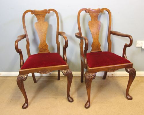 ANTIQUE SET OF EIGHT QUEEN ANNE STYLE WALNUT DINING CHAIRS - ADDITIONAL PHOTO 5
