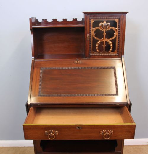 ARTS CRAFTS MAHOGANY WRITING DESK BUREAU - ADDITIONAL PHOTO 10