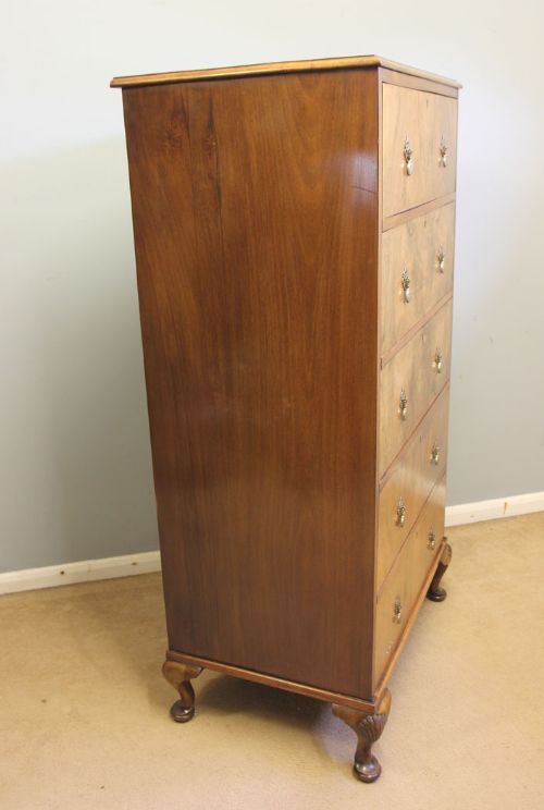 fig 1. Figured Walnut Tallboy Chest of Drawers