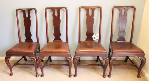 ANTIQUE SET OF FOUR MAHOGANY HIGH BACK DINING CHAIRS - ADDITIONAL PHOTO 1