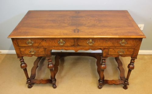 fig 1. Antique Burr Walnut Knee Hole Ladies Writing Desk