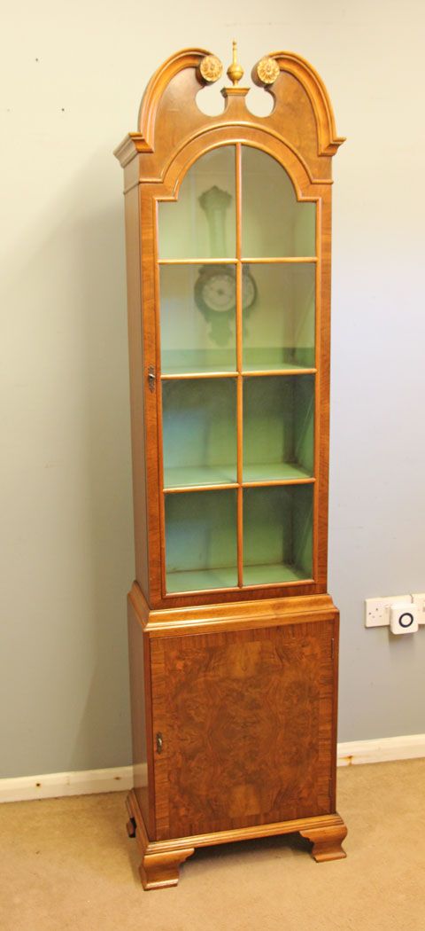 Antique Georgian Style Walnut Cabinet Bookcase
