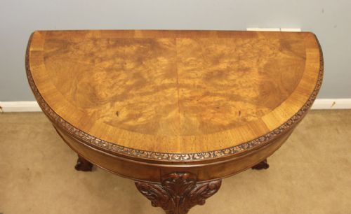 ANTIQUE BURR WALNUT CONSOLE CARD SIDE TABLE - ADDITIONAL PHOTO 1