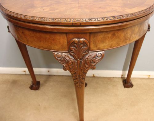 ANTIQUE BURR WALNUT CONSOLE CARD SIDE TABLE - ADDITIONAL PHOTO 4