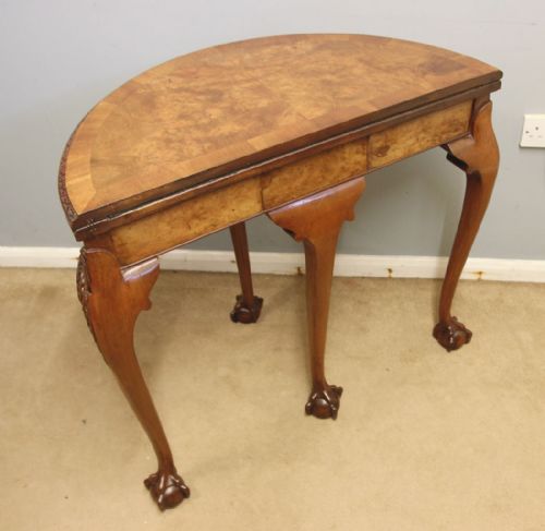 ANTIQUE BURR WALNUT CONSOLE CARD SIDE TABLE - ADDITIONAL PHOTO 6