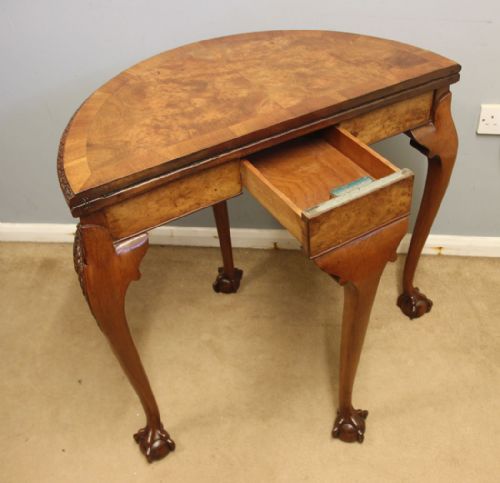 ANTIQUE BURR WALNUT CONSOLE CARD SIDE TABLE - ADDITIONAL PHOTO 7