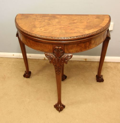 ANTIQUE BURR WALNUT CONSOLE CARD SIDE TABLE - ADDITIONAL PHOTO 9