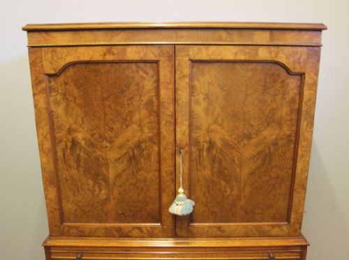 fig 1. Burr Walnut Tallboy Chest Drawers
