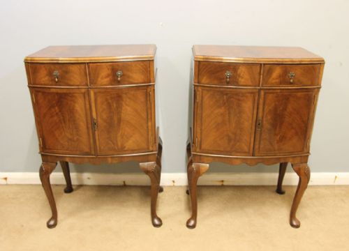 Pair Antique Walnut Bedside Cabinets