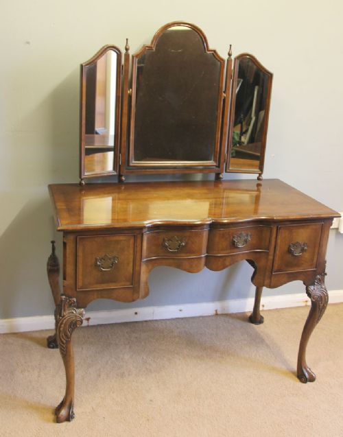 Antique Walnut Triple Mirror Dressing Table