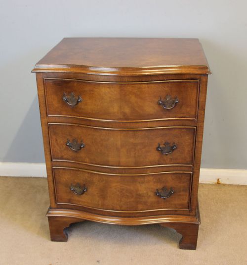Antique Small Walnut Bedside Chest of Drawers