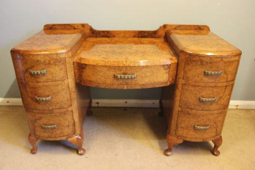 fig 1. Antique Burr Walnut Art Deco Style Dressing Table