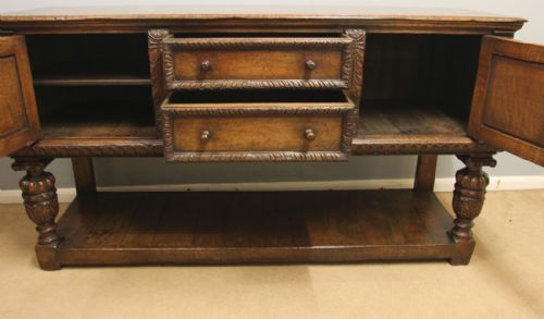 ANTIQUE CARVED OAK SIDEBOARD DRESSER BASE - ADDITIONAL PHOTO 7