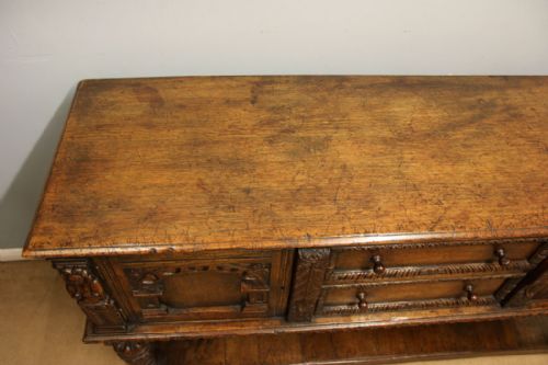 ANTIQUE CARVED OAK SIDEBOARD DRESSER BASE - ADDITIONAL PHOTO 8