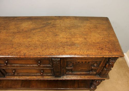 ANTIQUE CARVED OAK SIDEBOARD DRESSER BASE - ADDITIONAL PHOTO 9