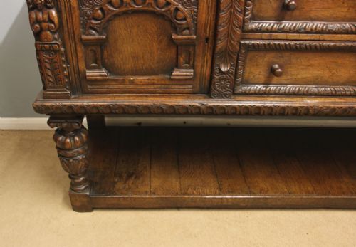 ANTIQUE CARVED OAK SIDEBOARD DRESSER BASE - ADDITIONAL PHOTO 11
