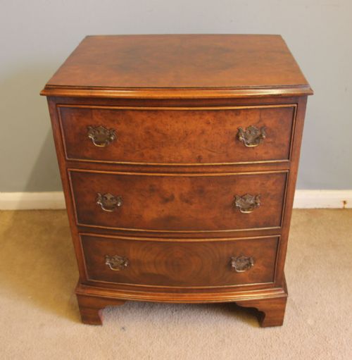 fig 1. Small Burr Walnut Bedside Chest of Drawers