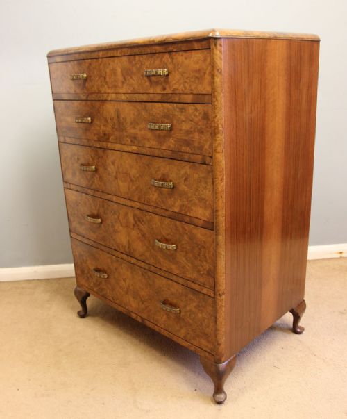 fig 1. Quality Antique Burr Walnut Chest of Drawers
